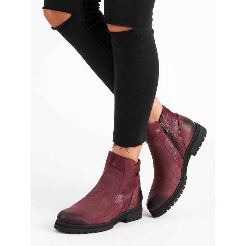 Cómodas botas VINCEZA de piel rojo 2