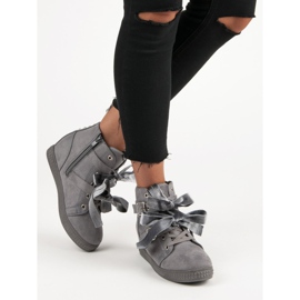 Super Me Zapatillas grises con lazos 4