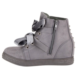 Super Me Zapatillas grises con lazos 2