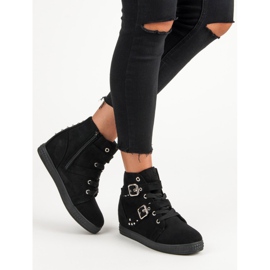 Super Me Zapatillas negras con lazos negro 6