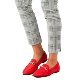 Mocasines de gamuza sin cordones rojo 4