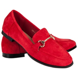Mocasines de gamuza sin cordones rojo 2