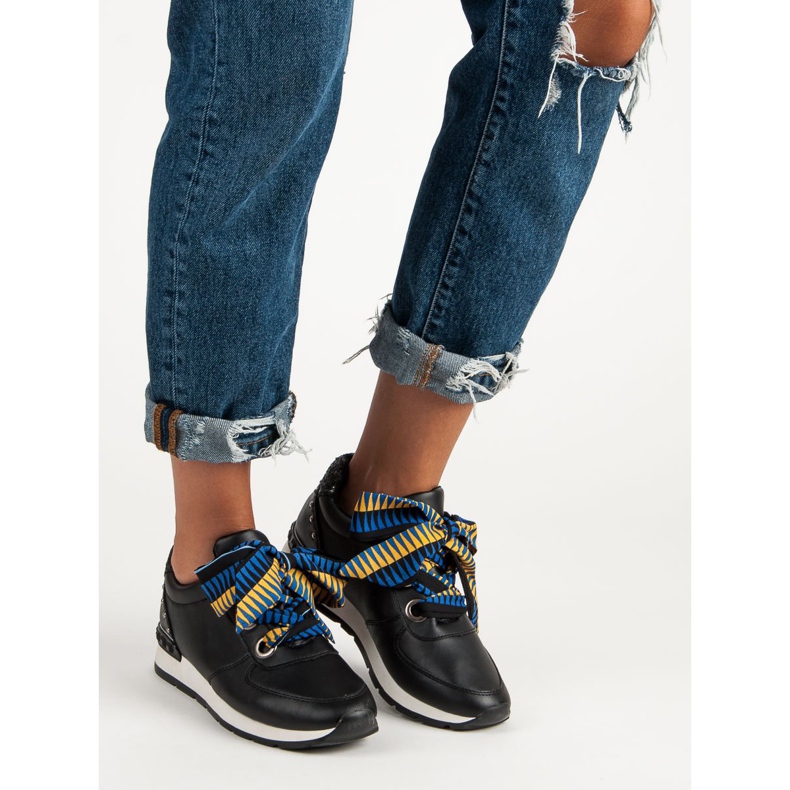 Zapatillas de deporte atadas de moda negro 1 Zapatillas de deporte atadas de moda negro 1