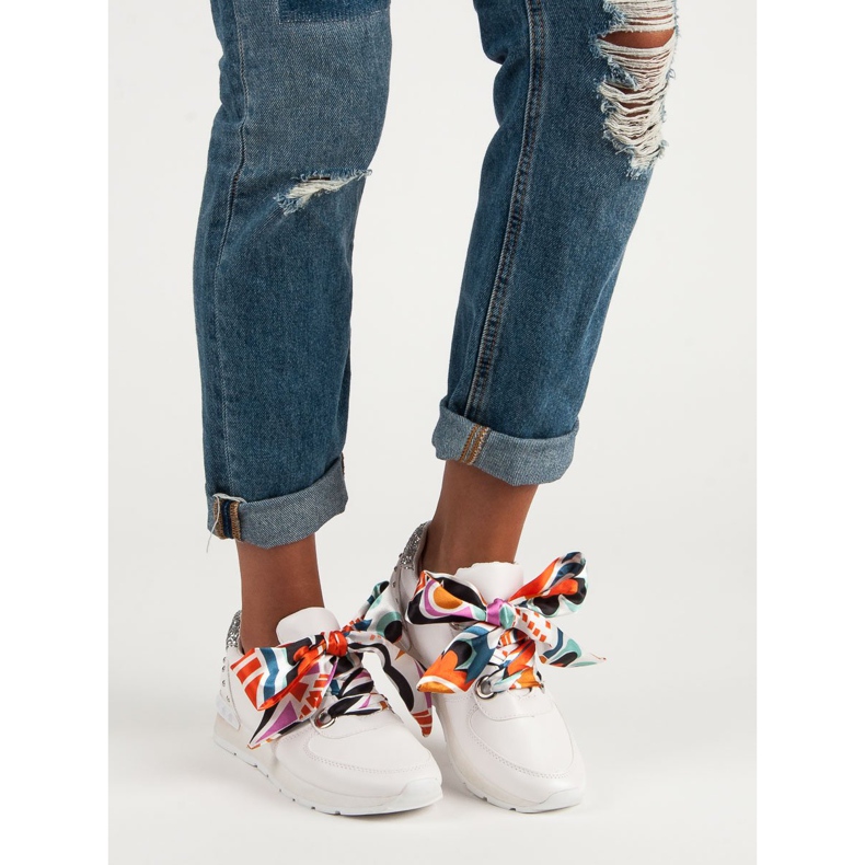 Zapatillas de deporte atadas de moda blanco 1