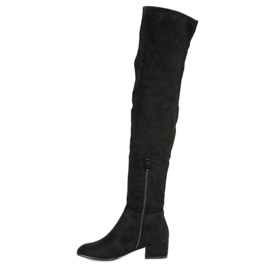 Botas hasta el muslo de ante con bordado negro 4