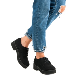 Zapatos de gamuza atados negro 5