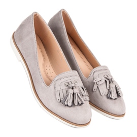 Super Me Mocasines grises con flecos 1