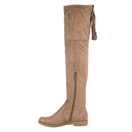 Super Me Botas de gamuza hasta el muslo marrón 1