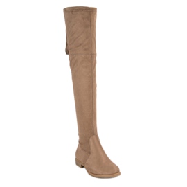Super Me Botas de gamuza hasta el muslo marrón 4