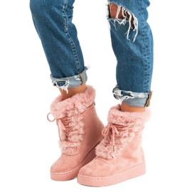 Botas de nieve atadas rosas rosado 4