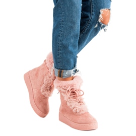 Botas de nieve atadas rosas rosado 5