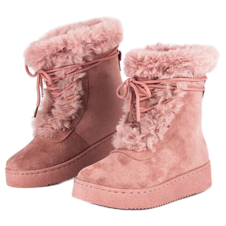 Botas de nieve atadas rosas 1