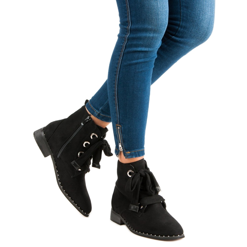 Botas de ante con cordones negro 2