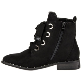 Botas de ante con cordones negro 4