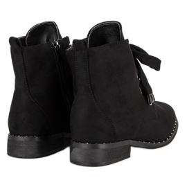 Botas de ante con cordones negro 5