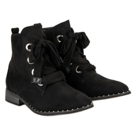 Botas de ante con cordones negro 6