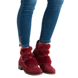 Botas granate con pelo negro rojo 1