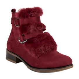 Botas granate con pelo negro rojo 3