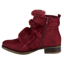 Botas granate con pelo negro rojo 4
