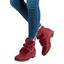 Botas granate con pelo negro rojo 2