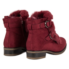 Botas granate con pelo negro rojo 5