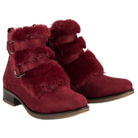 Botas granate con pelo negro rojo 6