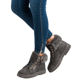 Botines cálidos y atados gris 2