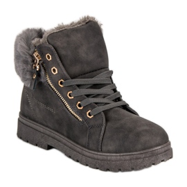 Botines cálidos y atados gris 3