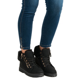 Botines cálidos y atados negro 1