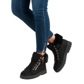 Botines cálidos y atados negro 2