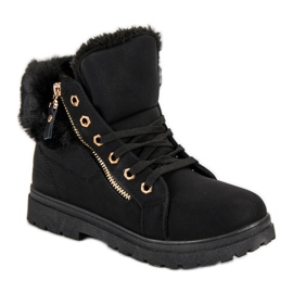 Botines cálidos y atados negro 3