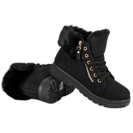 Botines cálidos y atados negro 6