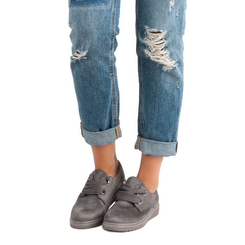 Zapatillas de ante con cordones gris 1