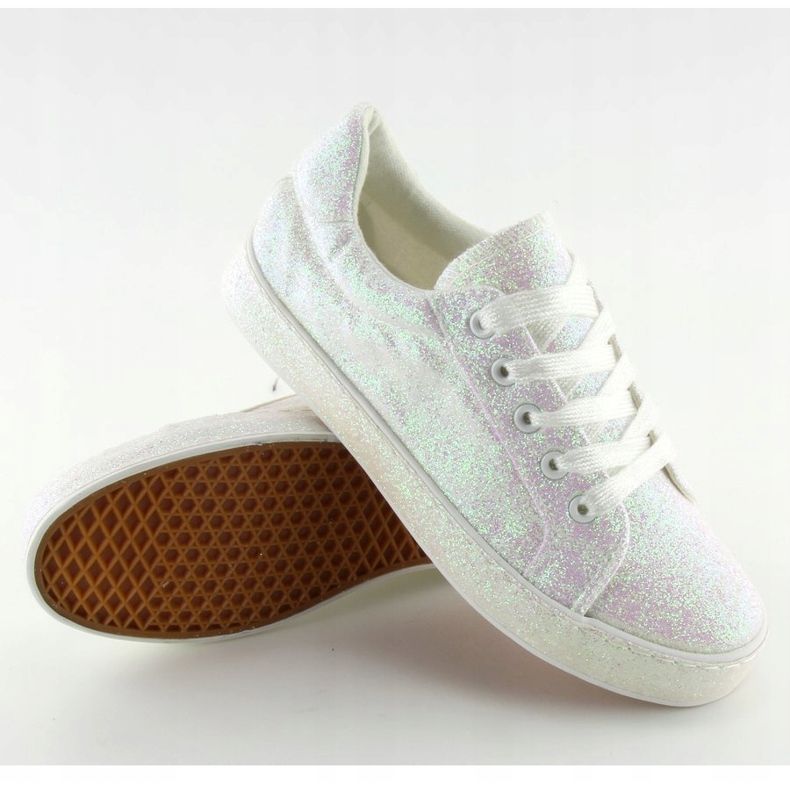 Zapatillas blancas iridiscentes BL142 White blanco violeta 2 Zapatillas blancas iridiscentes BL142 White blanco violeta 2