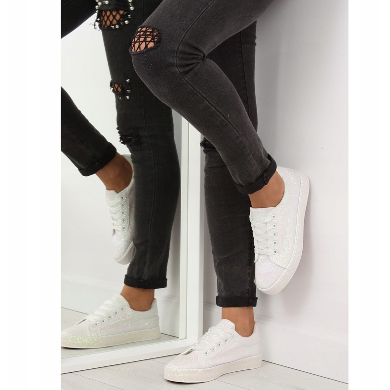 Zapatillas blancas iridiscentes BL142 White blanco violeta 1 Zapatillas blancas iridiscentes BL142 White blanco violeta 1