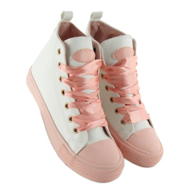 Deportivas para el tobillo con cordones dobles bl102p Rosa blanco rosado 3