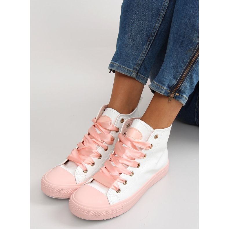Deportivas para el tobillo con cordones dobles bl102p Rosa blanco rosado 1