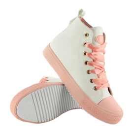 Deportivas para el tobillo con cordones dobles bl102p Rosa blanco rosado 5