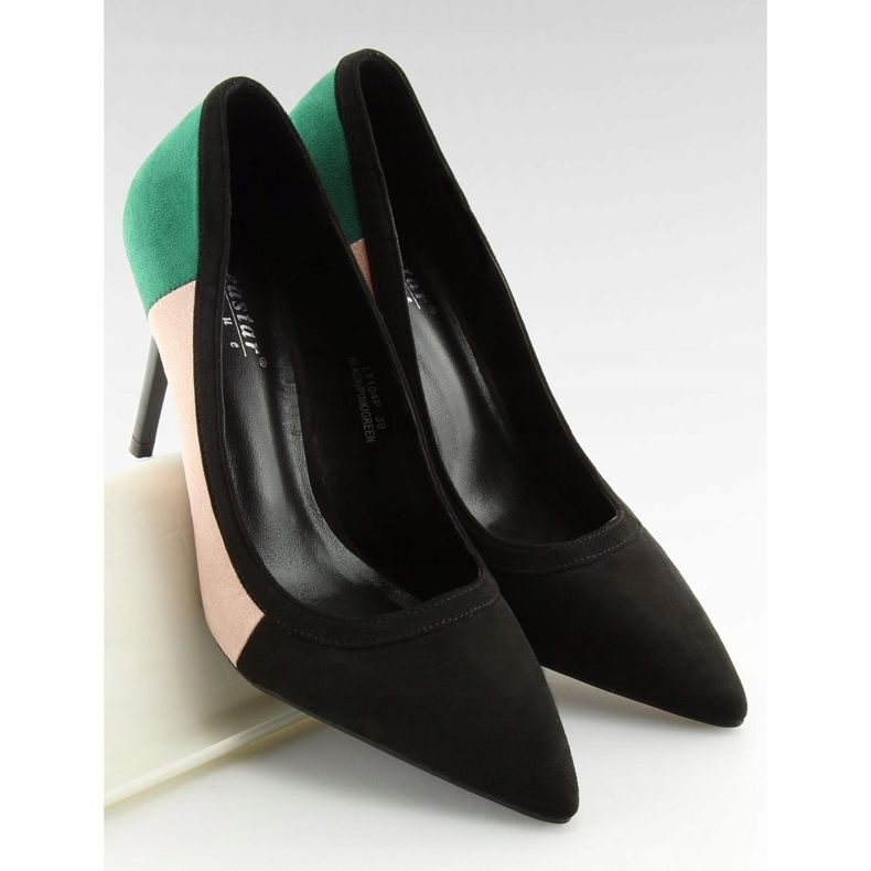 Stilettos de mujer tricolor LT104P NEGRO / ROSA / VERDE 1