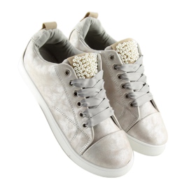 Gris 88013 Zapatillas plateadas con perlas 2