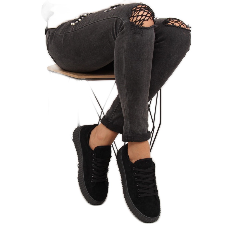 Black AX03 Zapatillas negras con suela alta negro 2