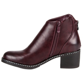 Botines de tacón vinceza burdeos rojo 1