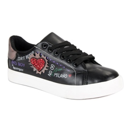 Zapatillas Negras Con Estampado negro 4