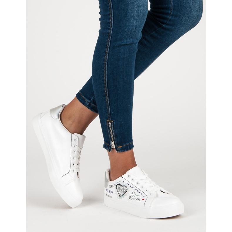 Zapatillas blancas con estampado blanco gris 2