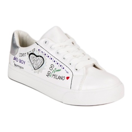 Zapatillas blancas con estampado blanco gris 3