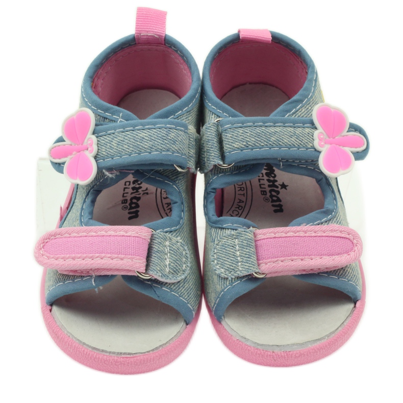 American Club Pantuflas, sandalias, jeans Mariposas americanas azul rosado 3