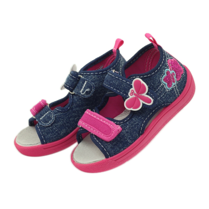 American Club Calzado infantil americano sandalias mariposas plantilla piel rosado azul marino 4