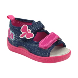 American Club Calzado infantil americano sandalias mariposas plantilla piel rosa azul marino 1