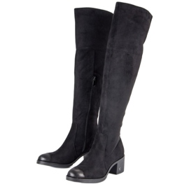 Botas hasta el muslo de tacón alto vinceza de ante negro 4