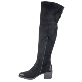 Botas hasta el muslo de tacón alto vinceza de ante negro 3